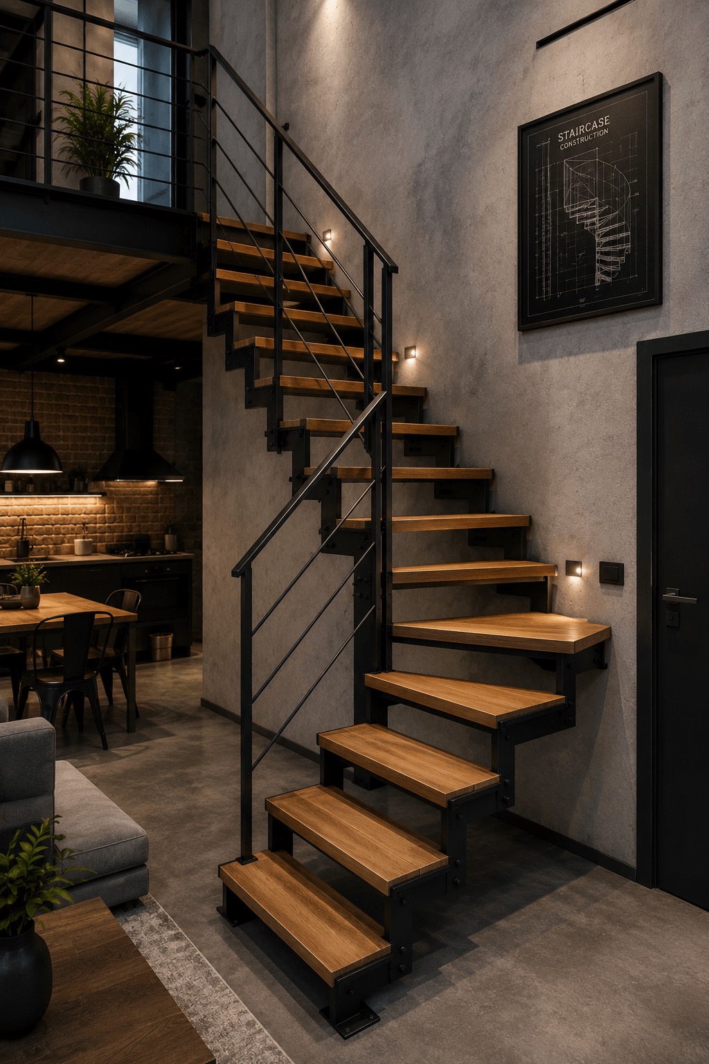 Поворотні loft сходи з металу