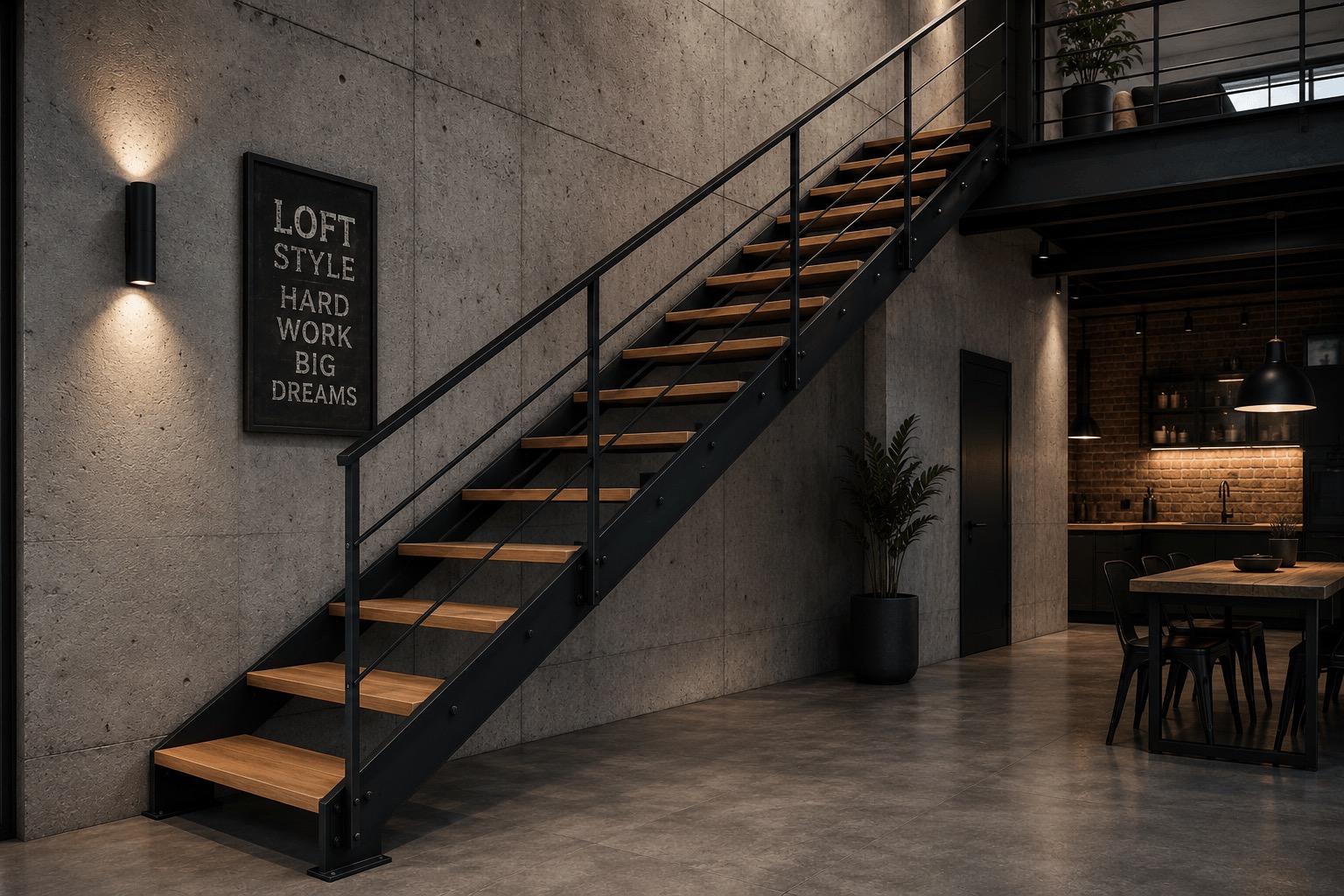 Прямі loft сходи з металу
